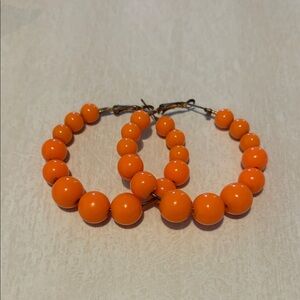 Orange Beaded Hoop Earrings